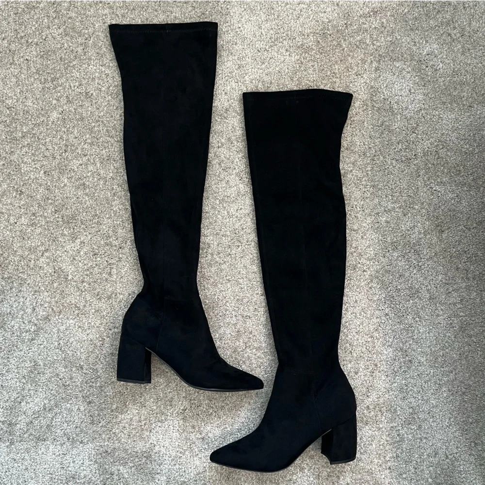 Steve Madden Over the Knee Boots - Black suede, 8.5